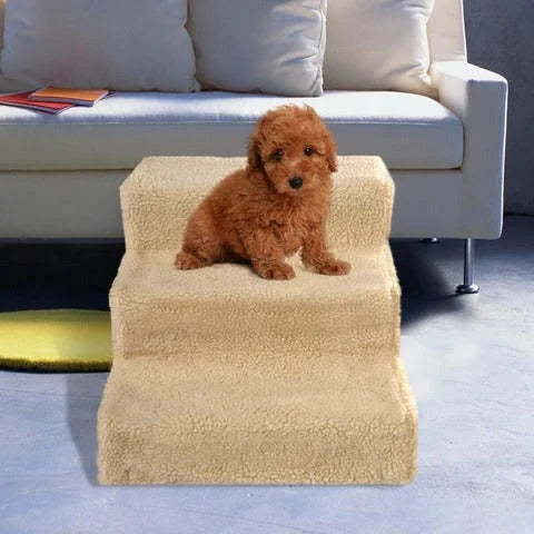 Dog Stairs 3-Step Removable Washable Fleece Cover