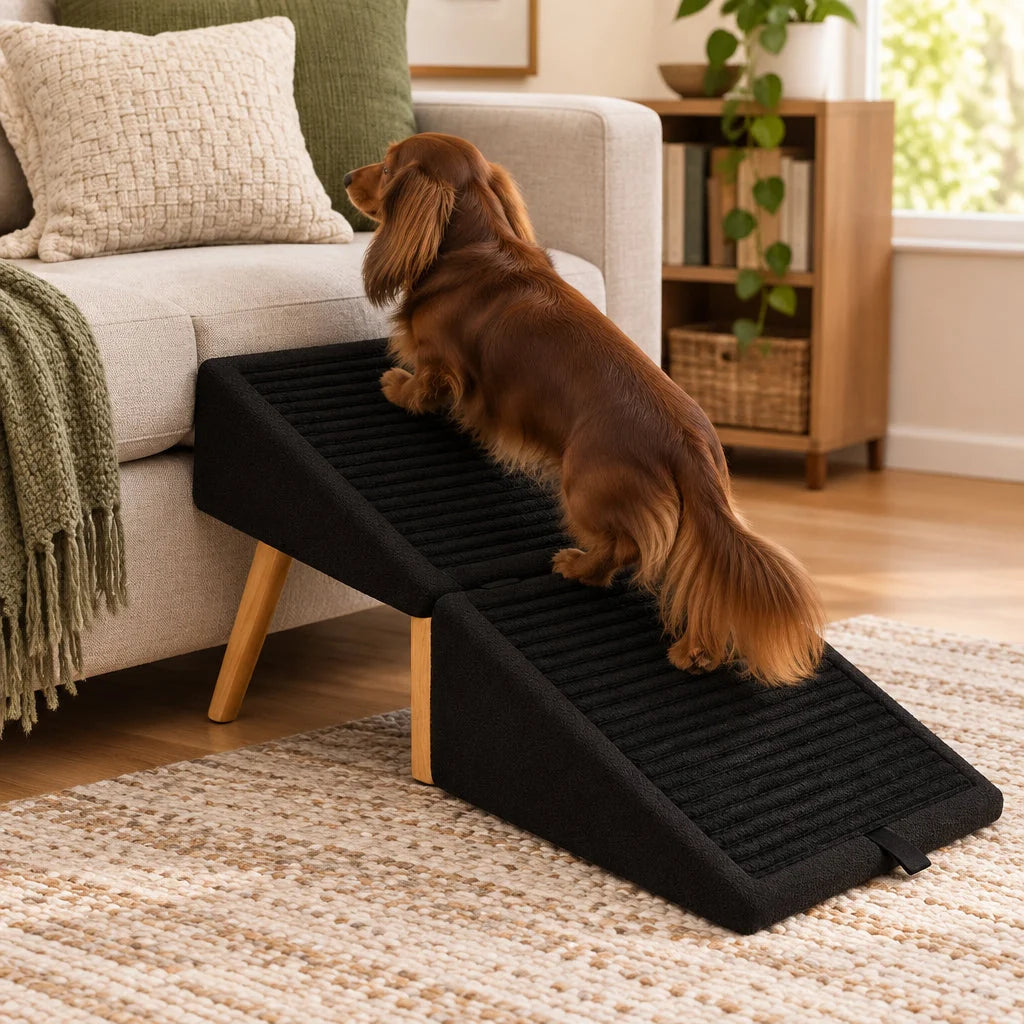 Dog Stairs Foldable Cushioned Foam Wide Treads