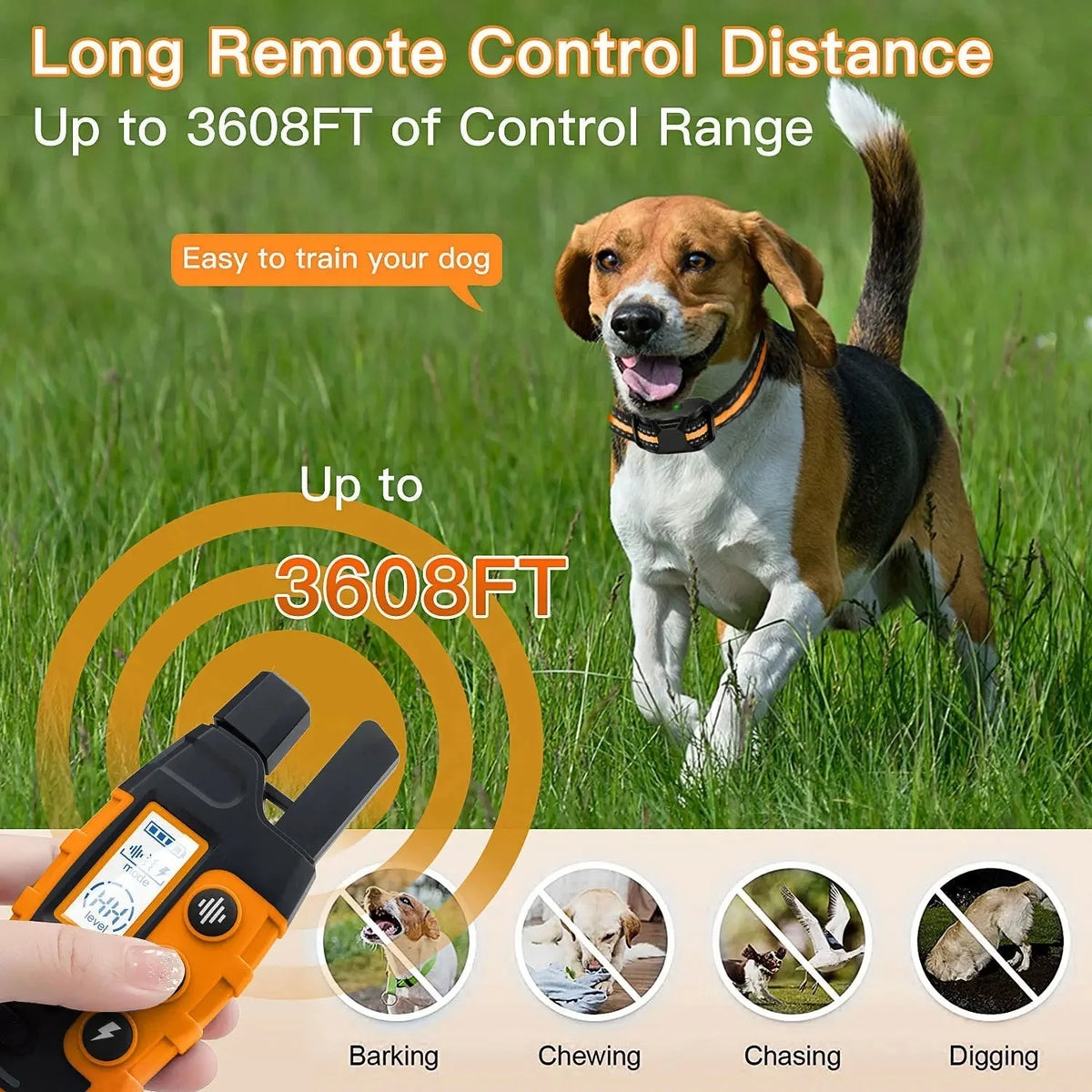 Dog Training Collar Waterproof 3 Modes 3,281 Ft Range