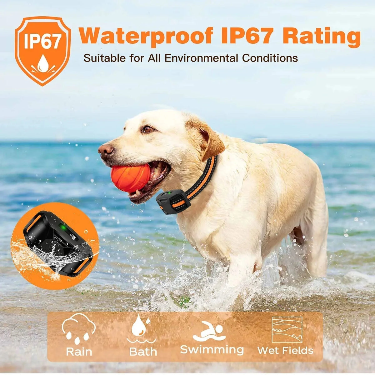 Dog Training Collar Waterproof 3 Modes 3,281 Ft Range