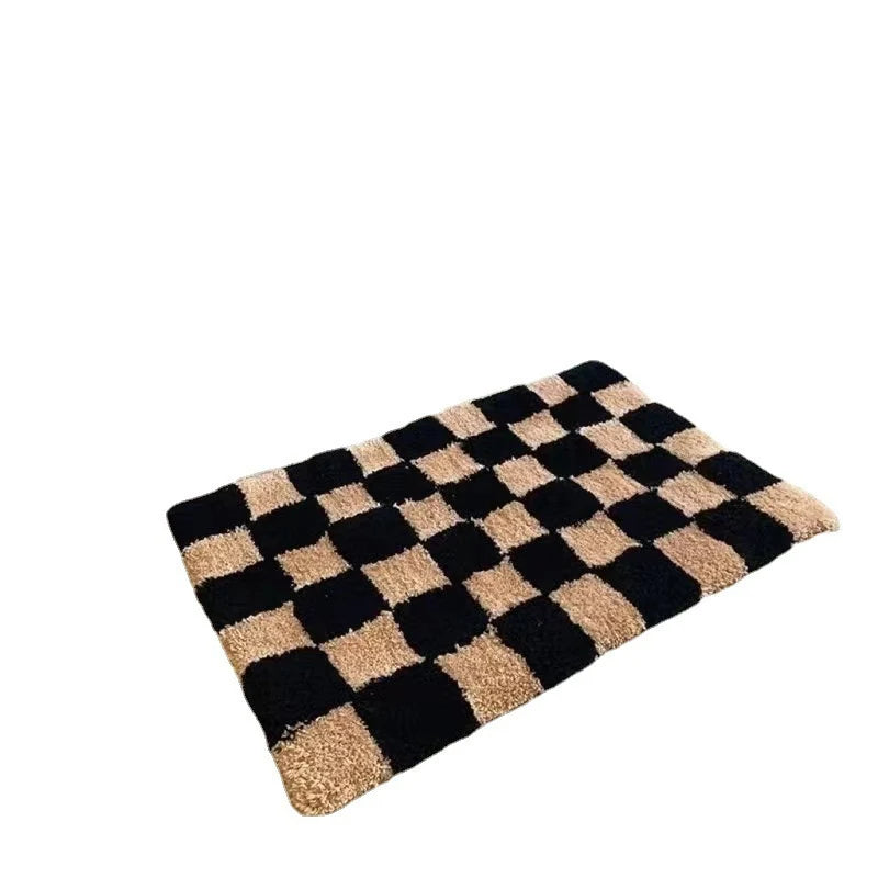 Door Mat Checkered Microfiber Absorbent Non-Slip