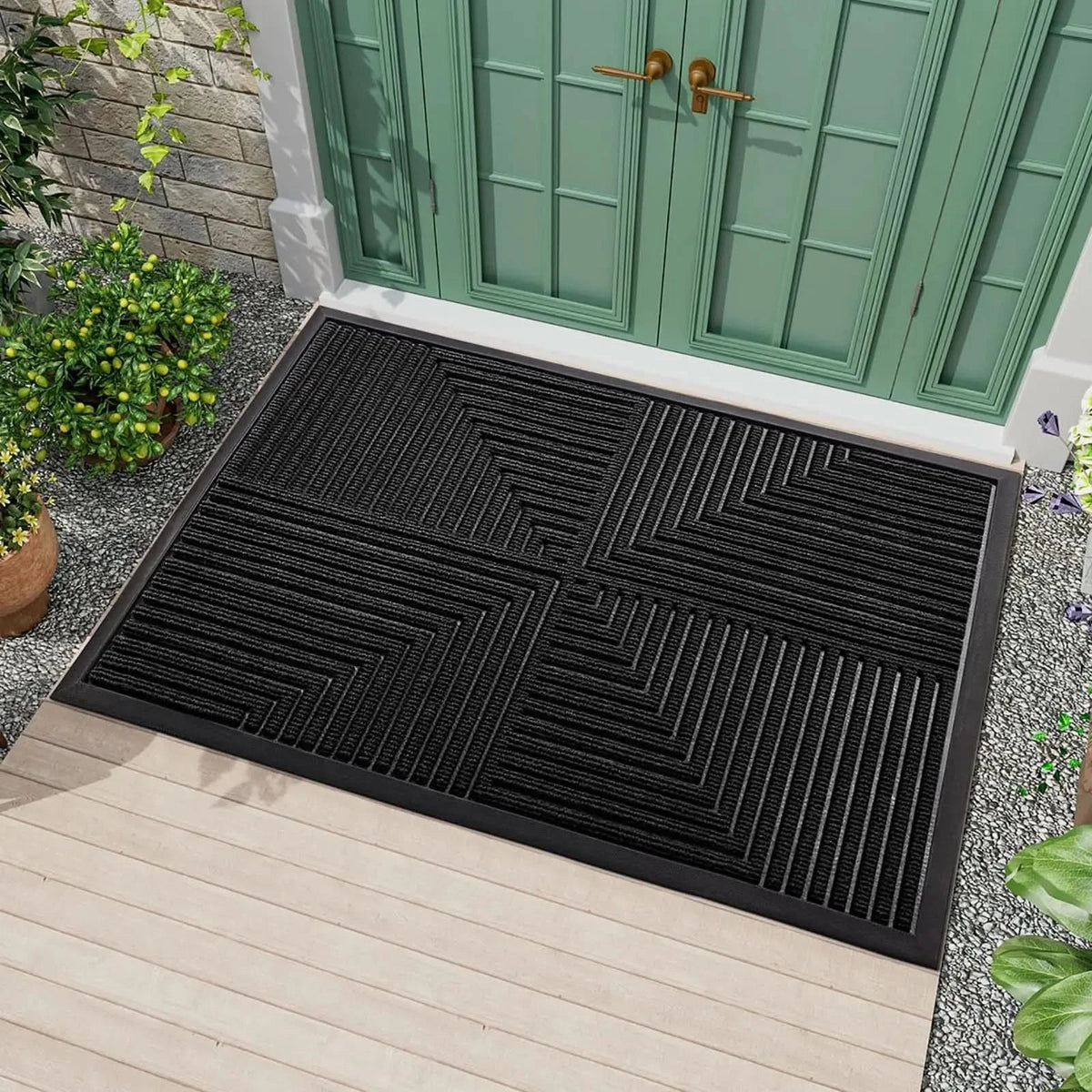 Door Mat Heavy-Duty Rubber Non-Slip Indoor & Outdoor