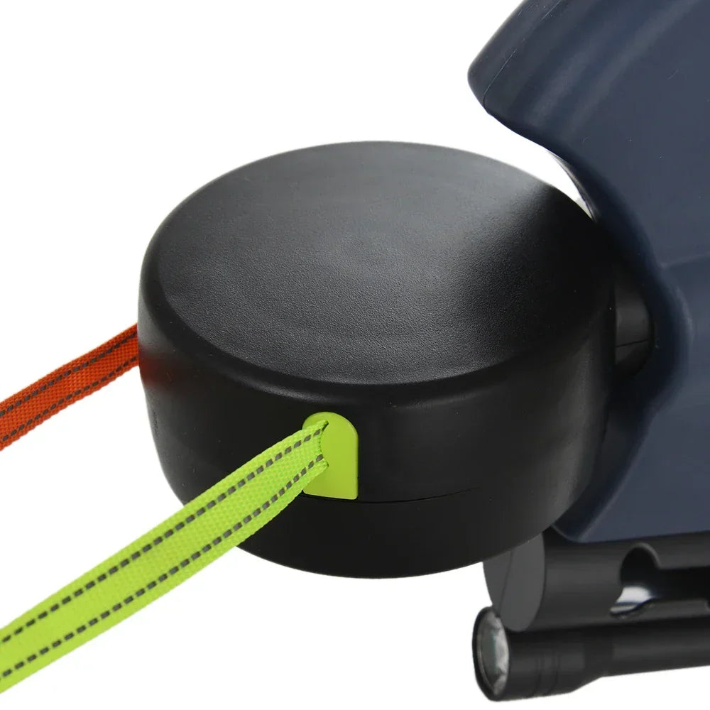 Dual Dog Leash Retractable 360° Swivel LED Light & Reflective Details