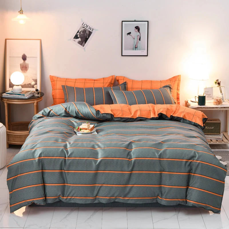 Duvet Cover Blue and Orange Zigzag Machine Washable