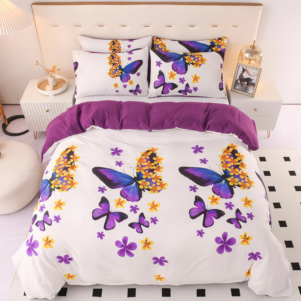 Duvet Cover Blue and Orange Zigzag Machine Washable