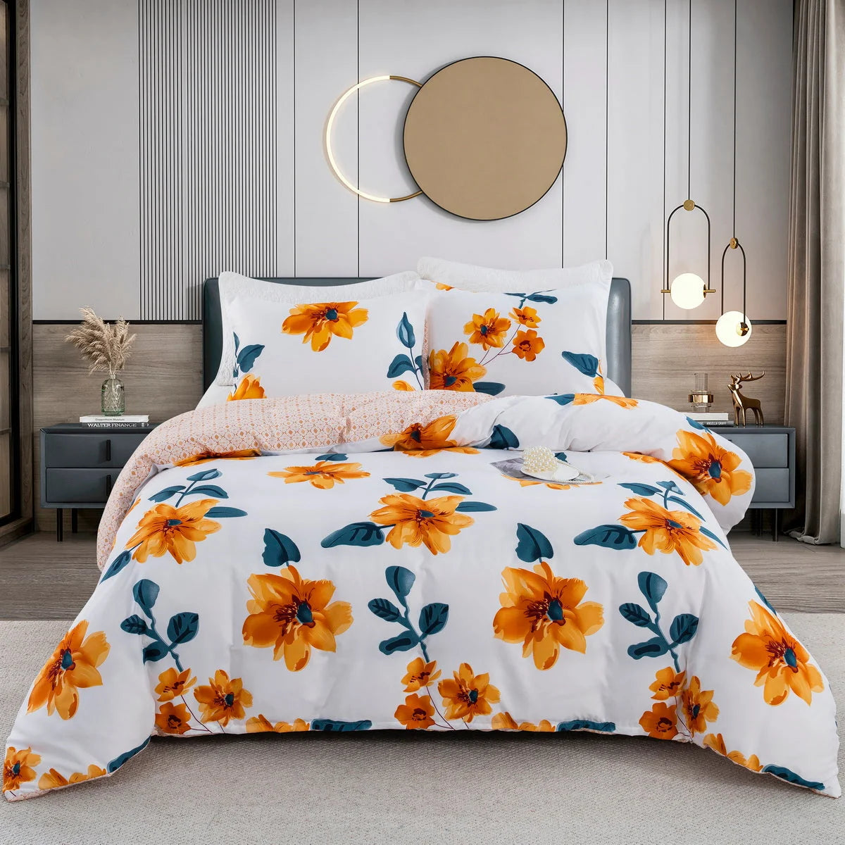 Duvet Cover Blue and Orange Zigzag Machine Washable