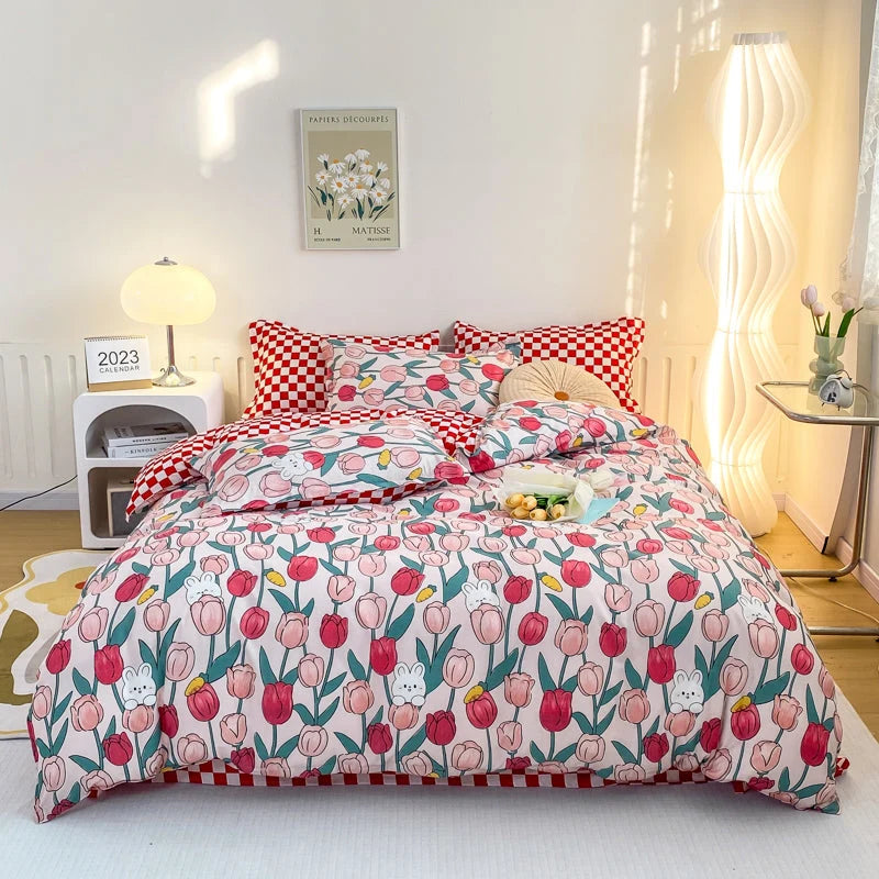 Duvet Cover Blue and Orange Zigzag Machine Washable