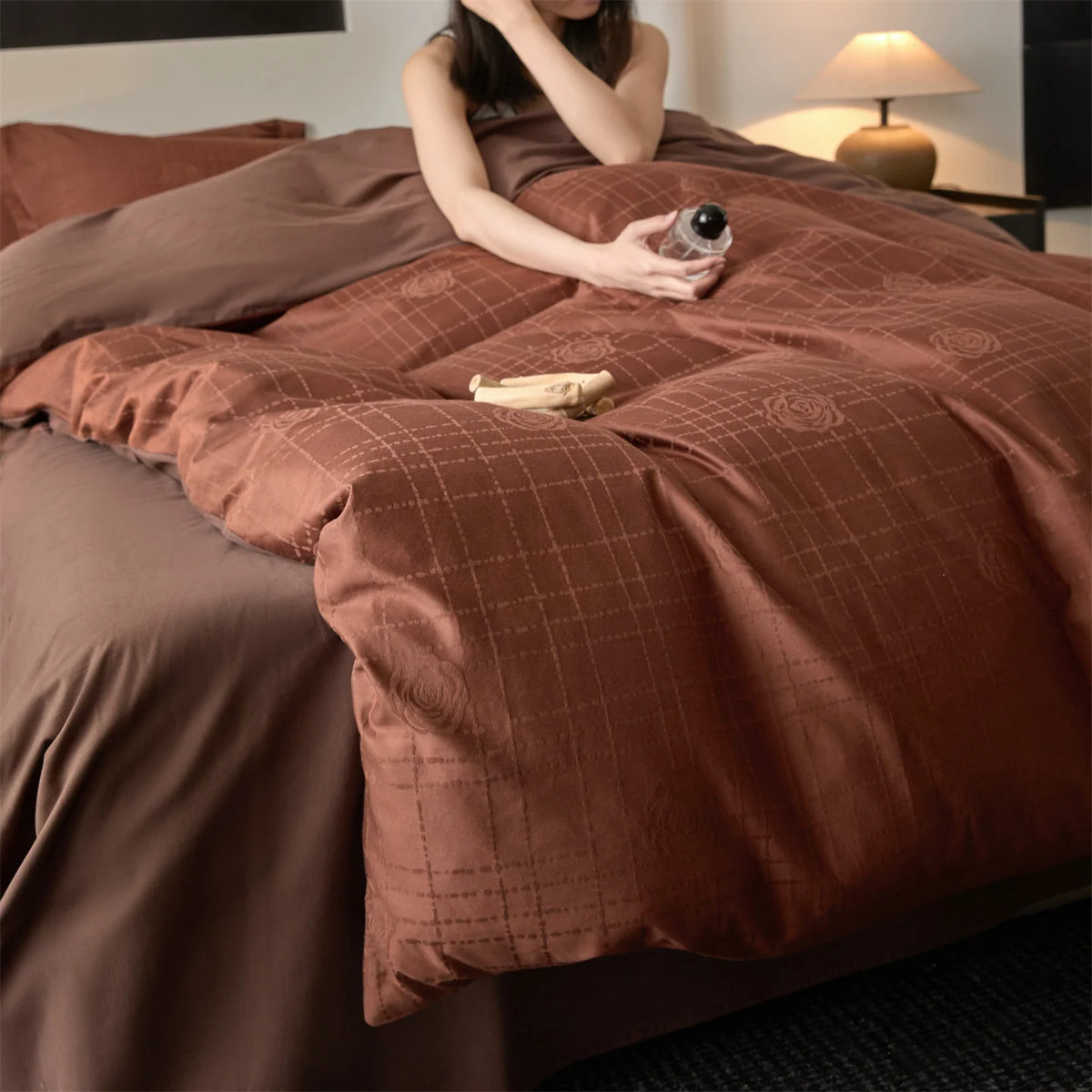 Duvet Cover Set Reversible Jacquard Machine-Washable