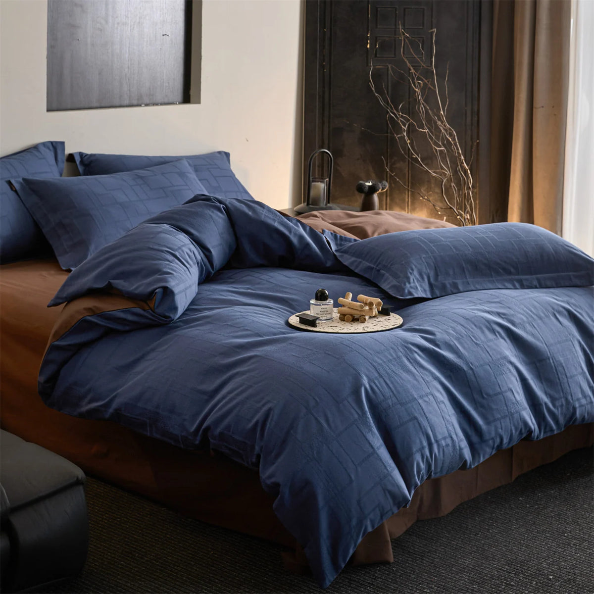 Duvet Cover Set Reversible Jacquard Machine-Washable