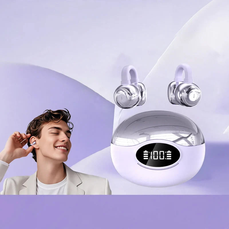Ear Clip Headphones Bluetooth AI Translation Secure Fit