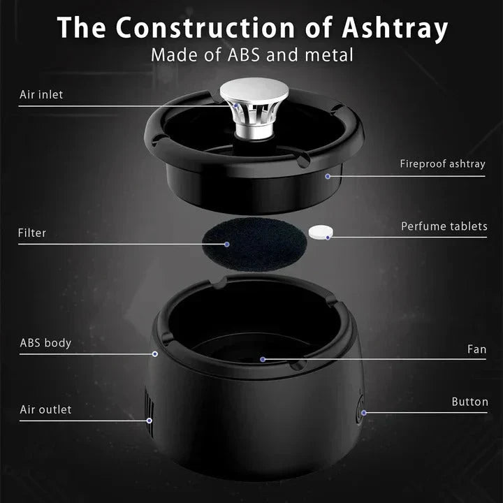 Electric Ashtray Activated Carbon Filter Rechargeable Design