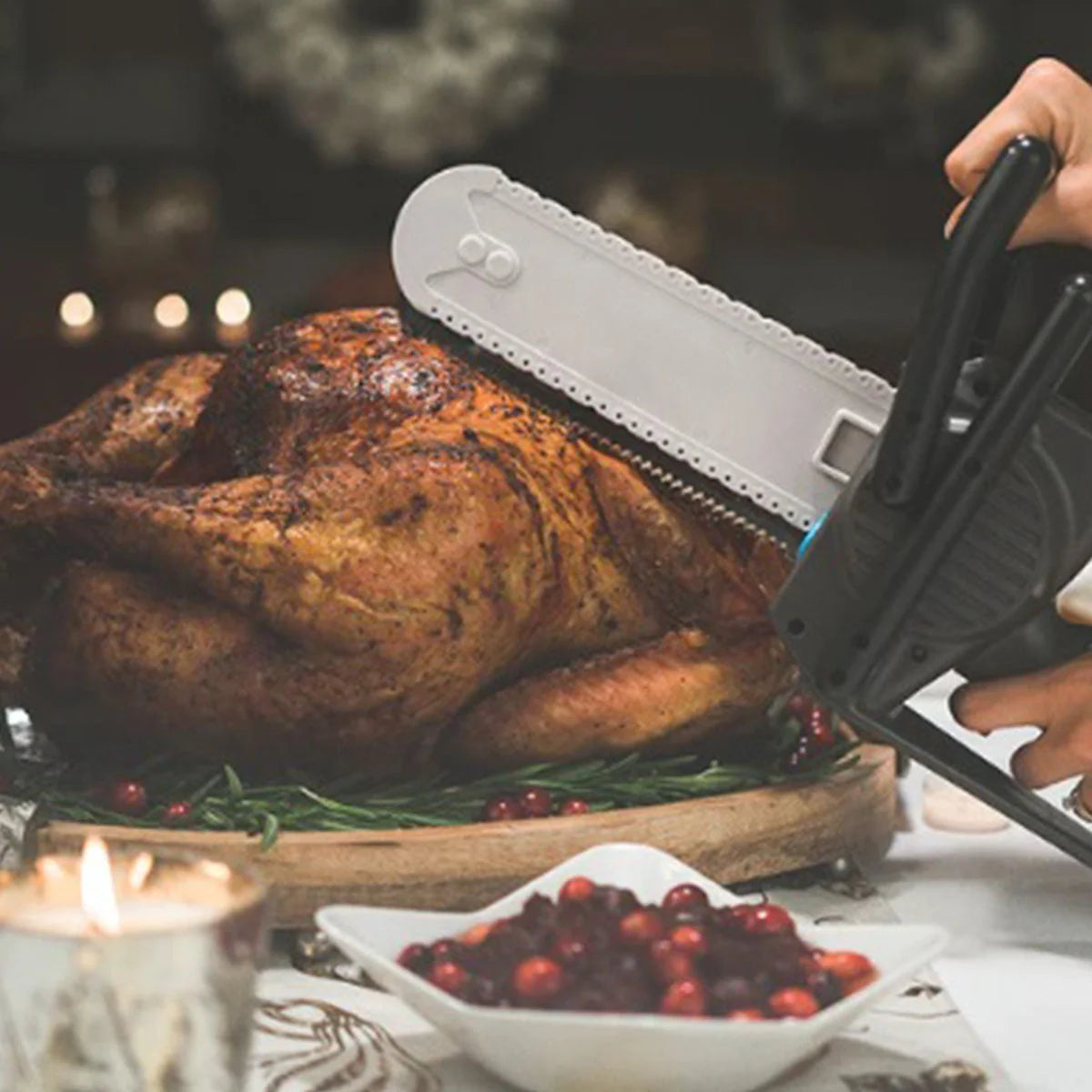 Electric Carving Knife 100W Stainless Steel Blades Removable Safety Guard