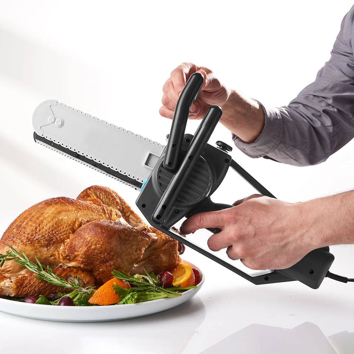 Electric Carving Knife 100W Stainless Steel Blades Removable Safety Guard