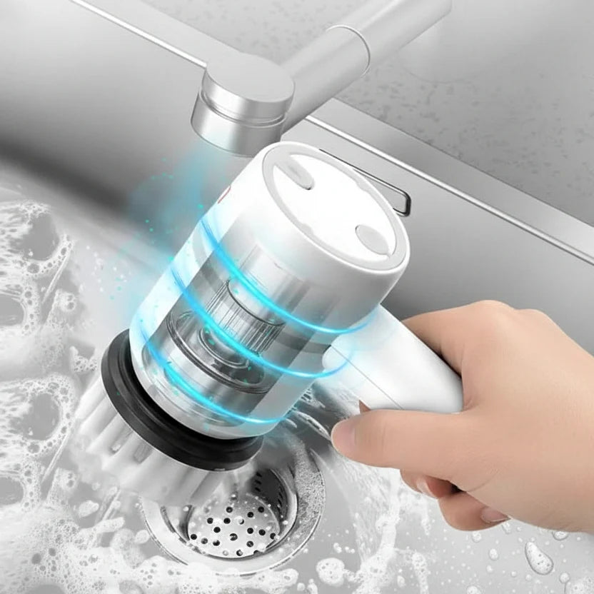 Electric Cleaning Brush Cordless Interchangeable Heads 3 Speeds