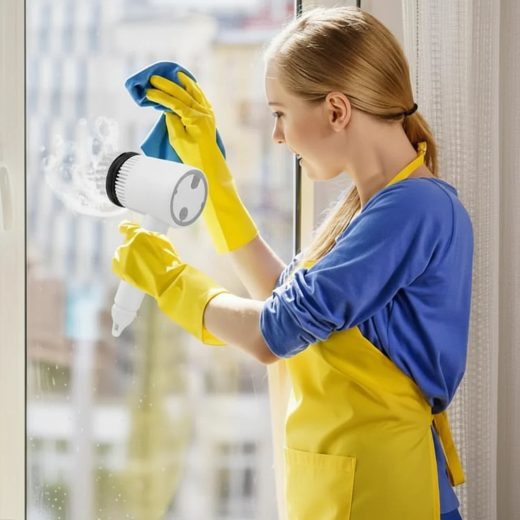 Electric Cleaning Brush Cordless Interchangeable Heads 3 Speeds