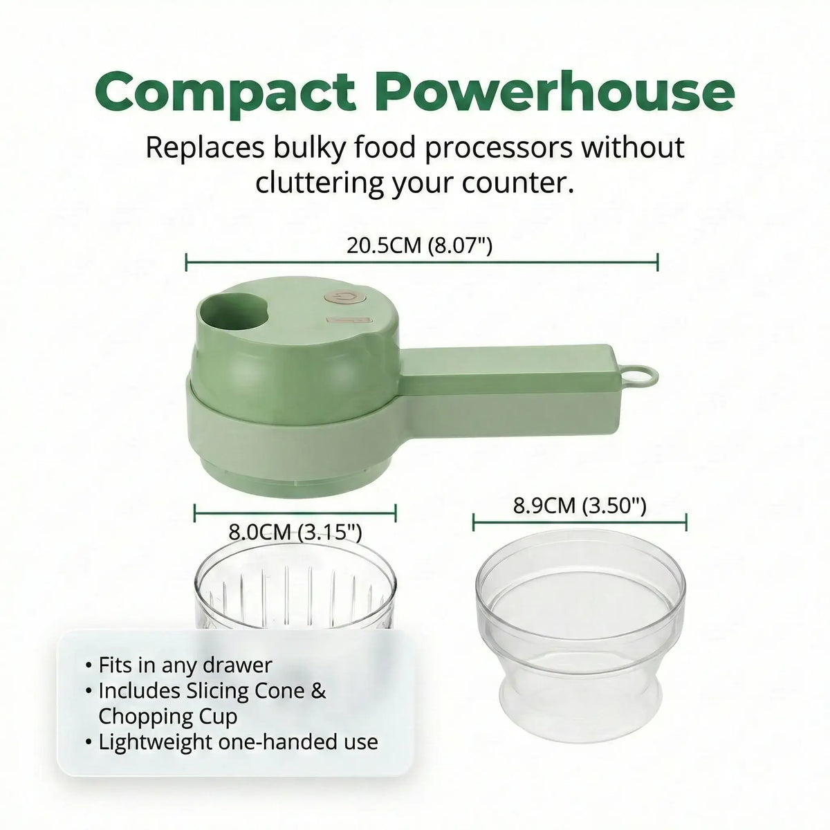 Electric Food Chopper USB-C Rechargeable Stainless Steel Blades