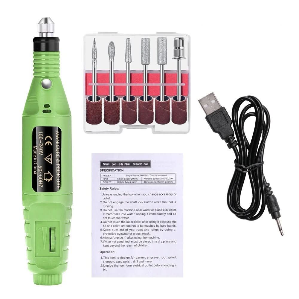 Electric Manicure & Pedicure Set 6 Attachments Adjustable Speed