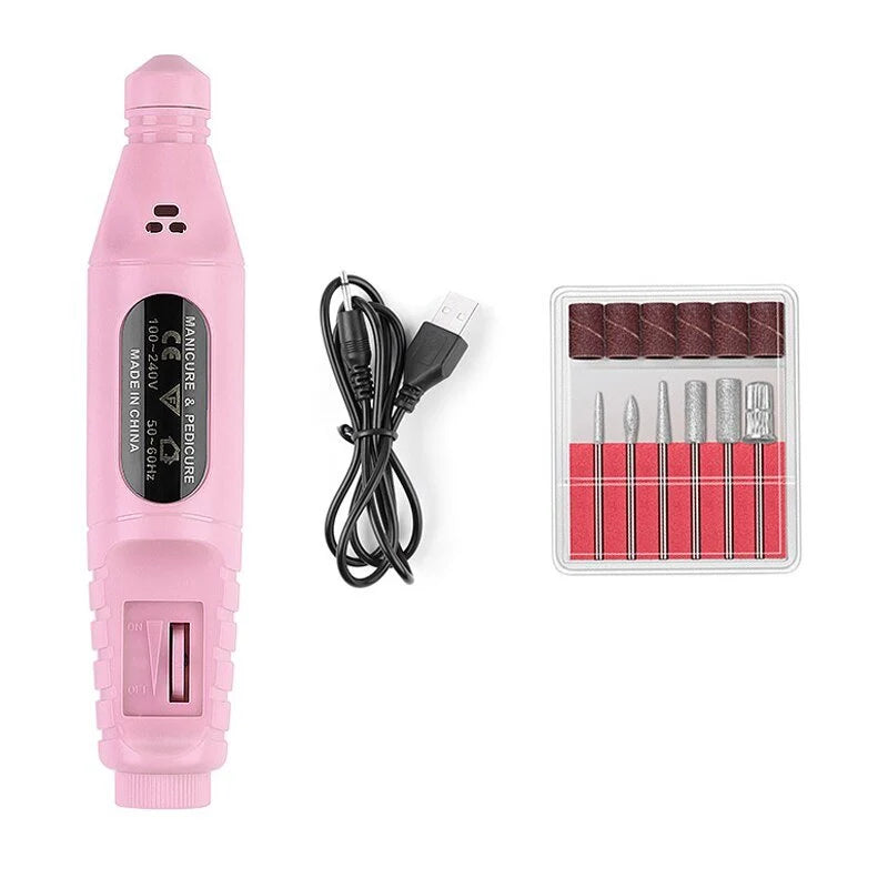 Electric Manicure & Pedicure Set 6 Attachments Adjustable Speed