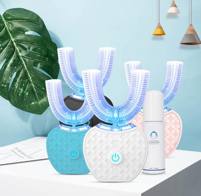 Electric Toothbrush U-Shaped Head Rechargeable Blue Light
