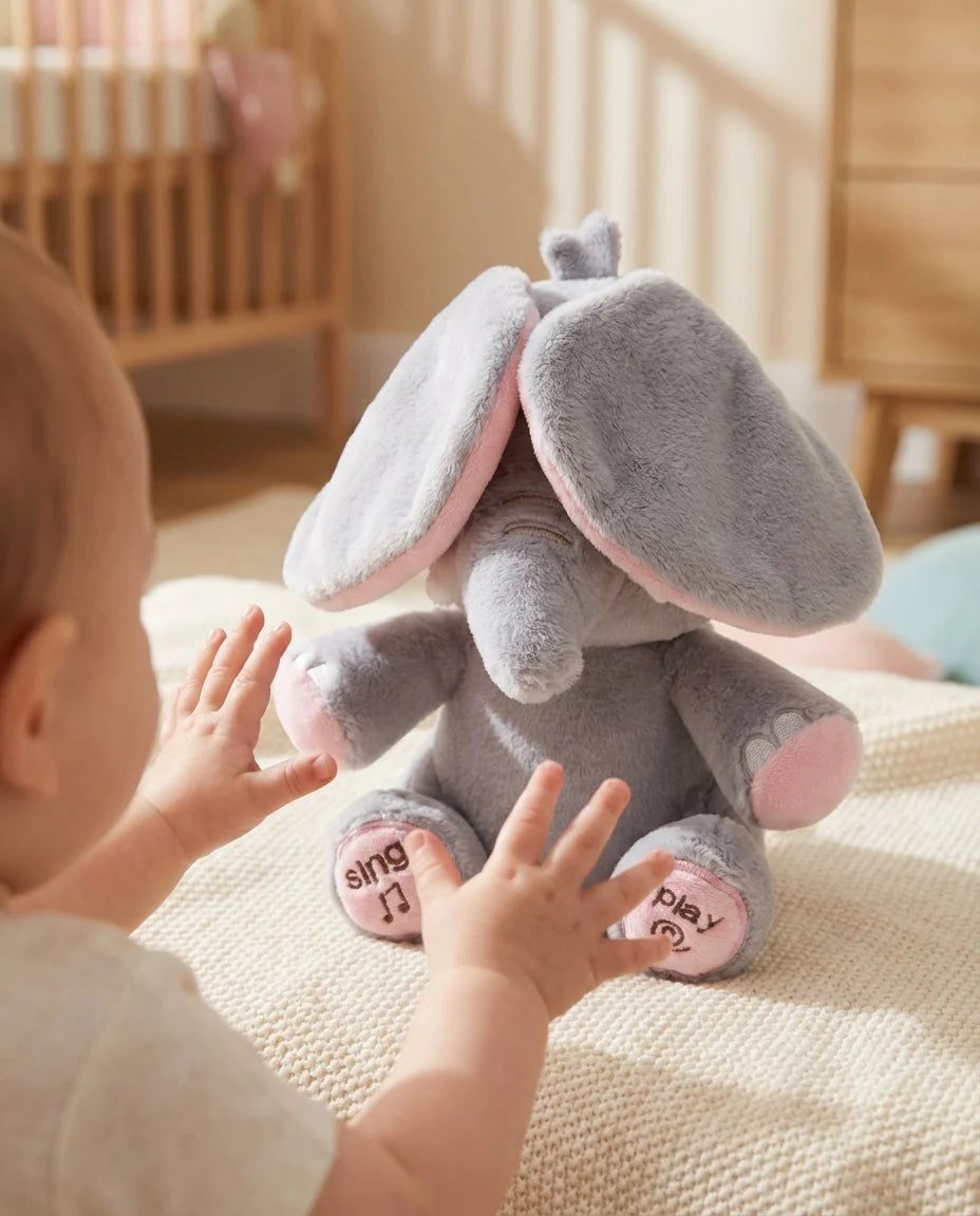 Elephant Plush Toy Interactive Peekaboo & Sing-Along Modes Moving Ears