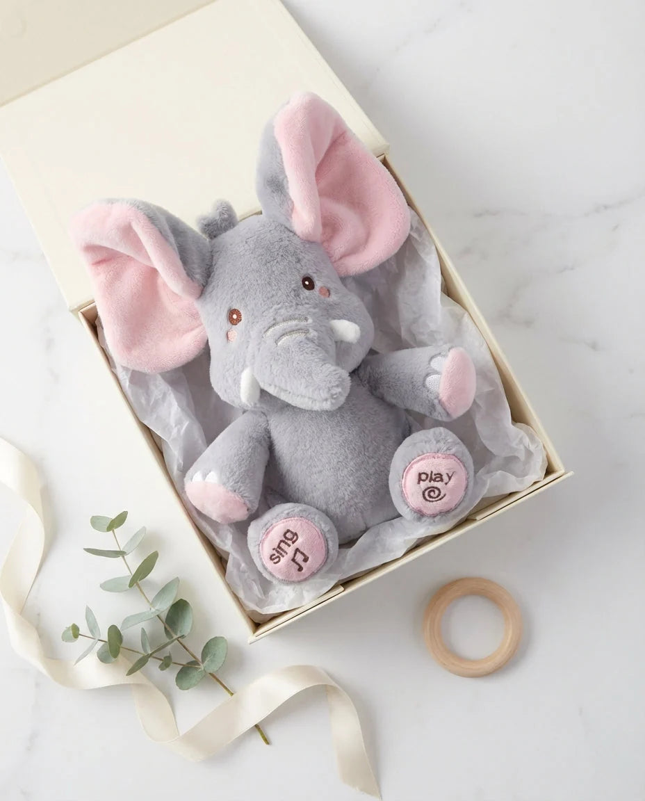 Elephant Plush Toy Interactive Peekaboo & Sing-Along Modes Moving Ears