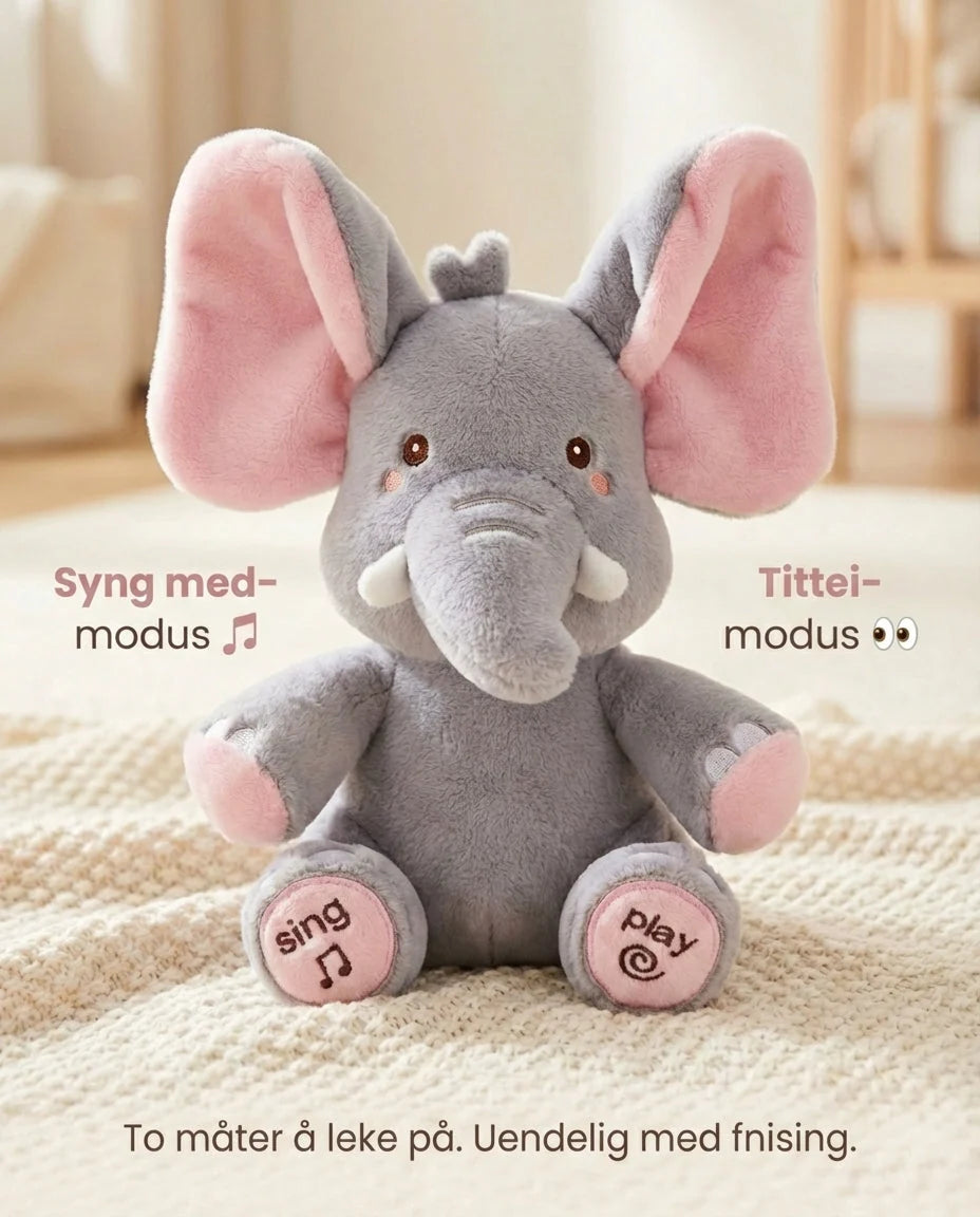 Elephant Plush Toy Interactive Peekaboo & Sing-Along Modes Moving Ears