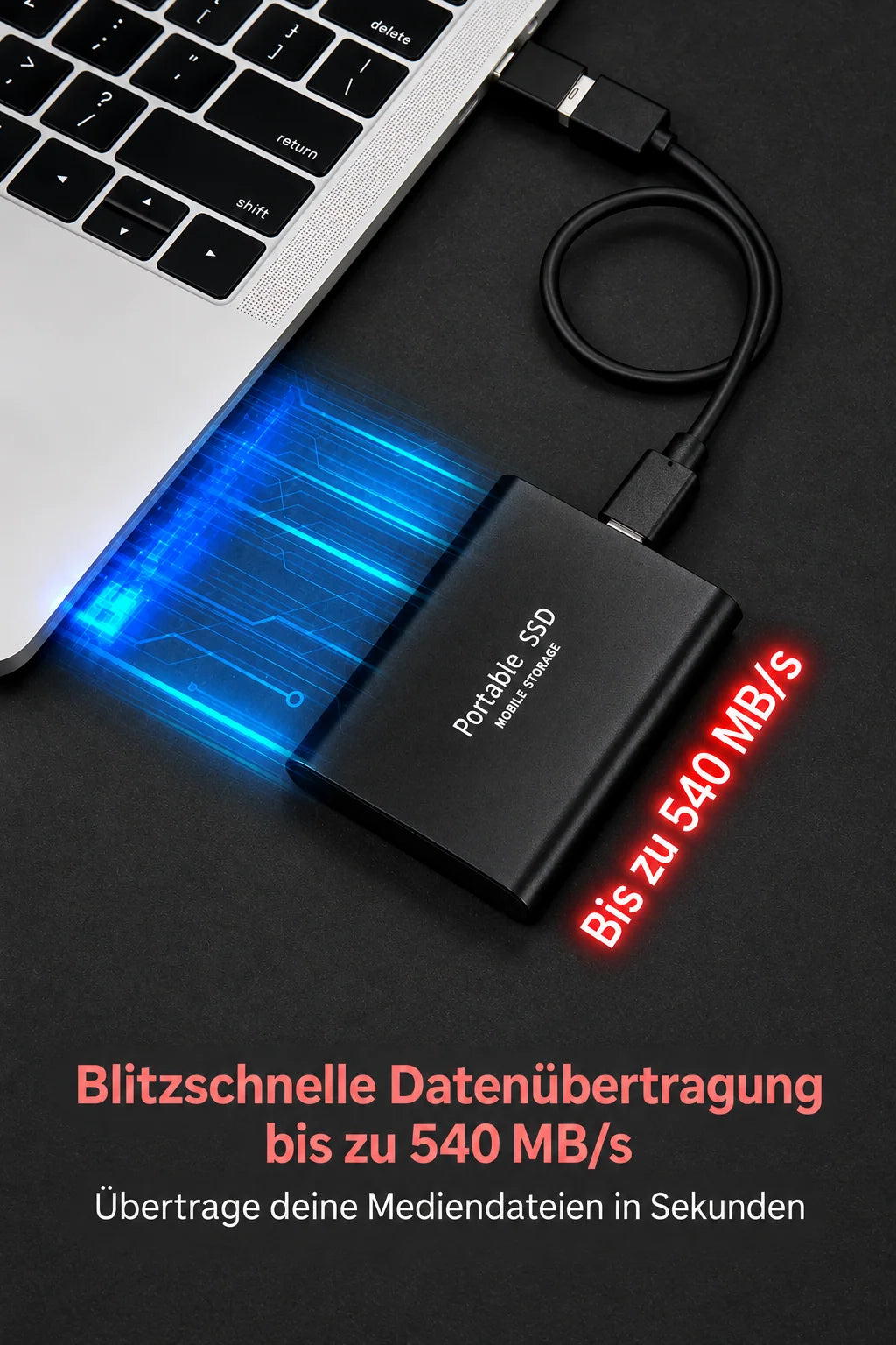 External SSD 128TB Shock-Resistant Up to 540 MB/s