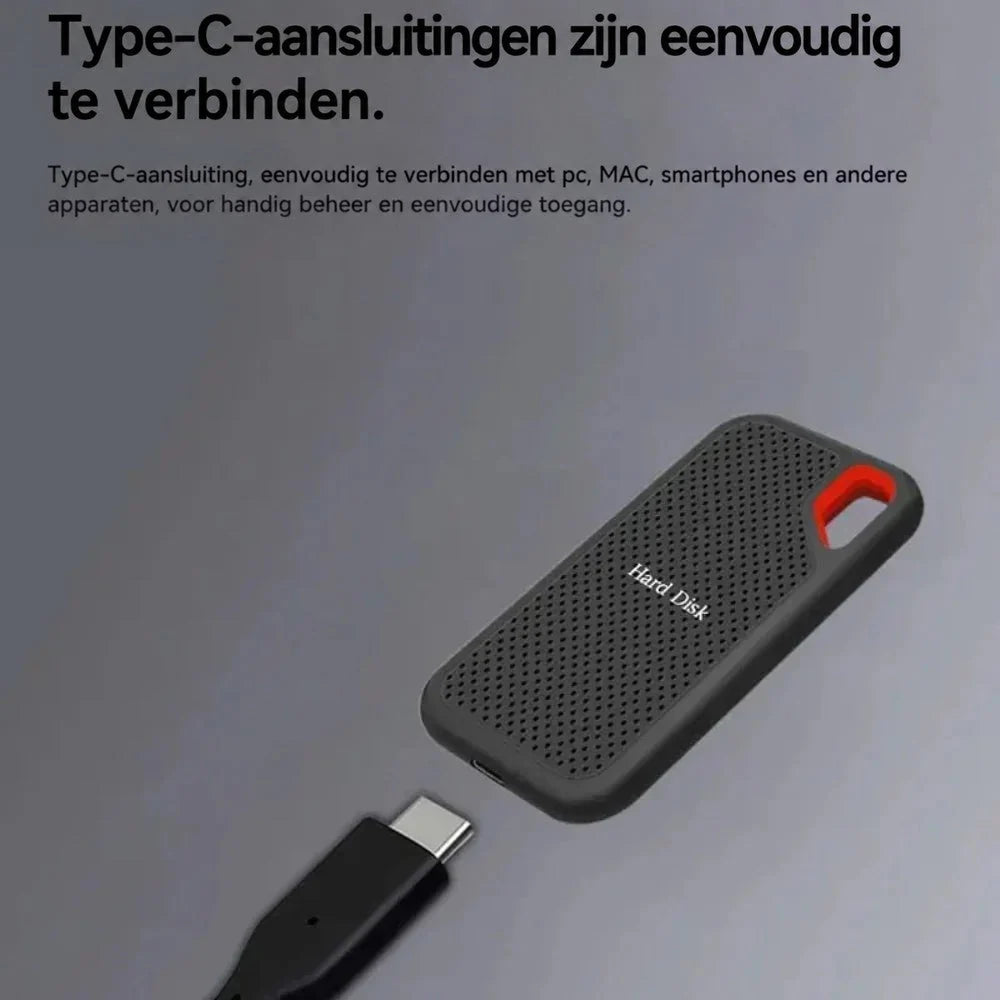 External SSD USB-C Shock-Resistant Compact Design
