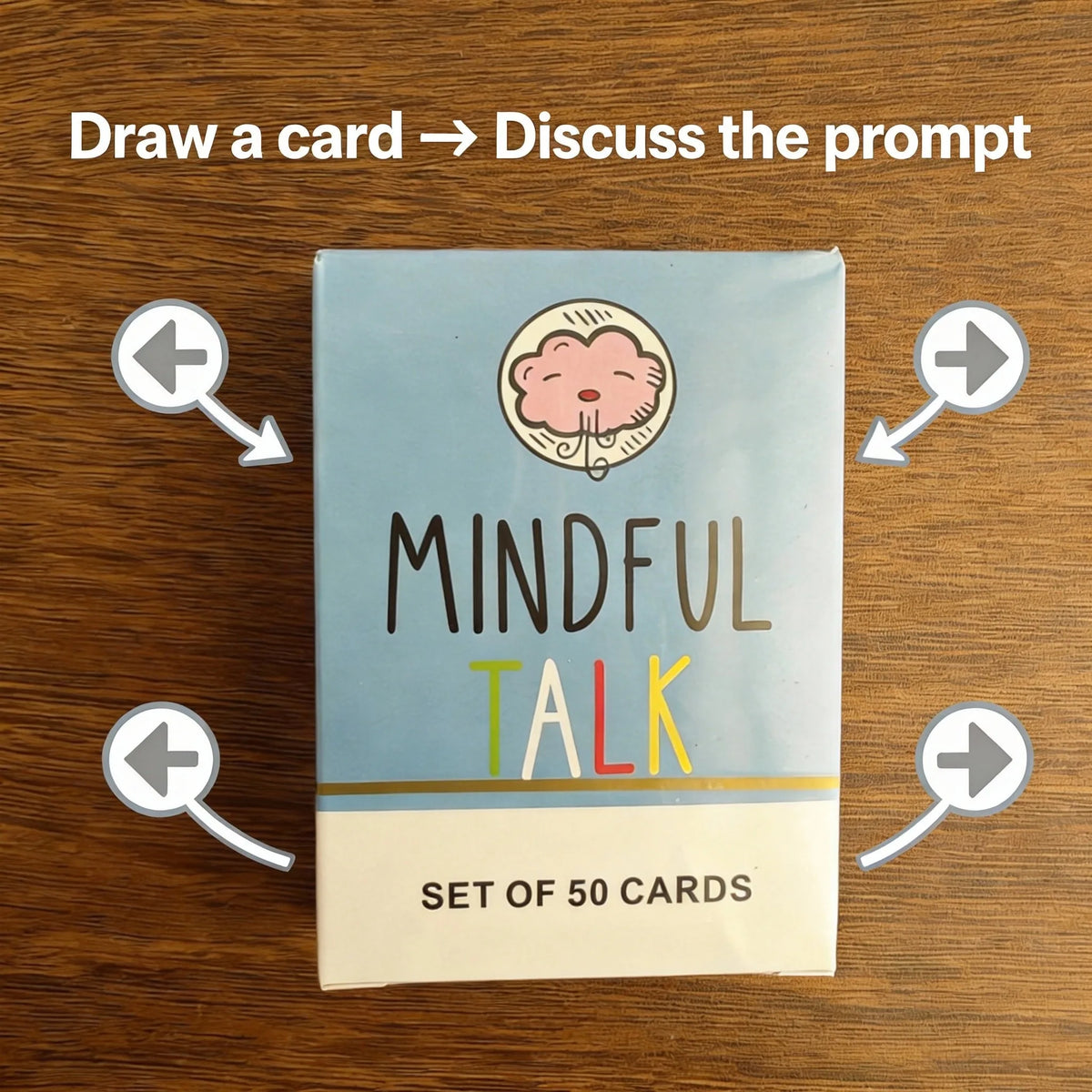Family Conversation Card Game 50 Prompt Cards Travel-Friendly