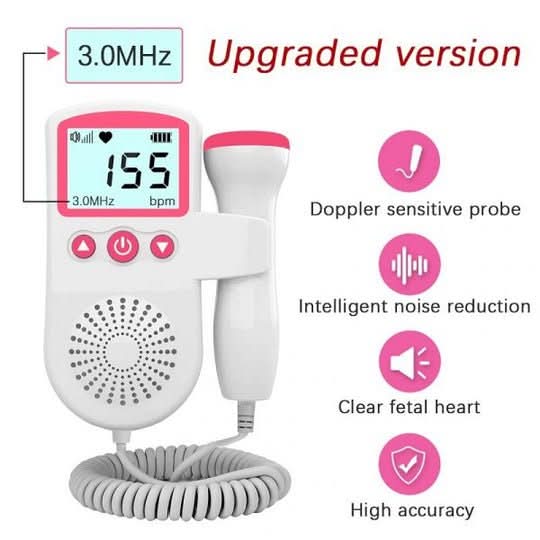 Fetal Doppler Monitor Portable LCD Heart Rate Display