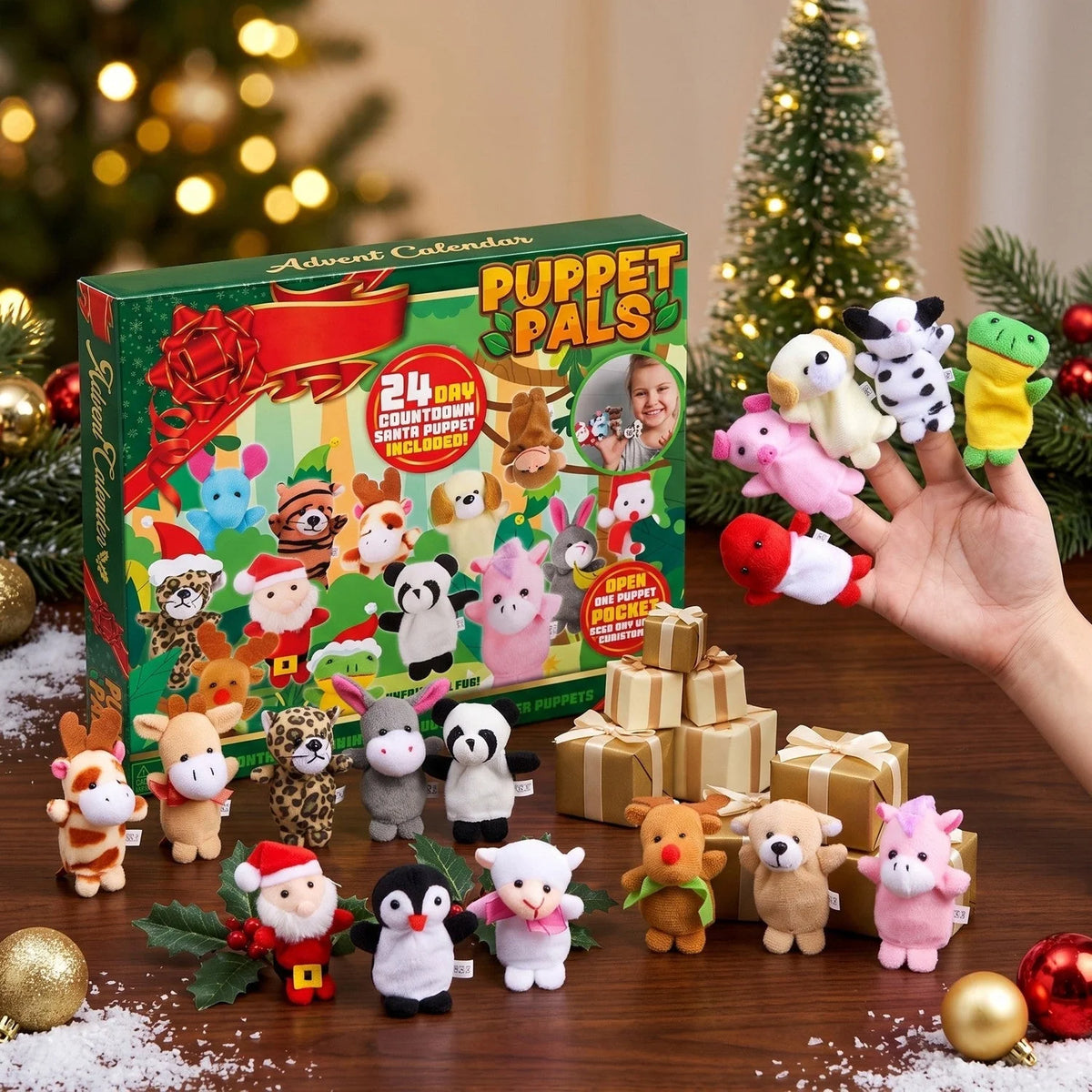 Finger Puppet Advent Calendar Plush Set of 24
