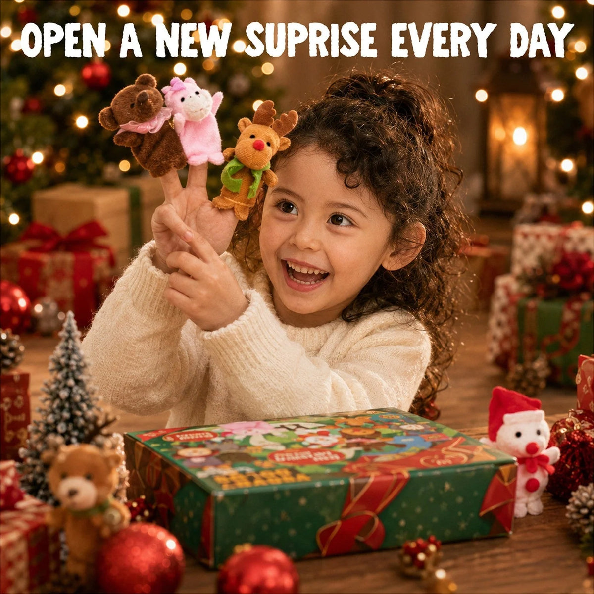 Finger Puppet Advent Calendar Plush Set of 24