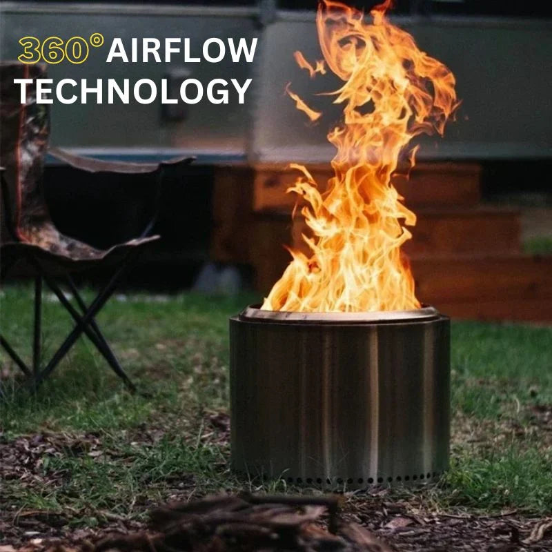 Fire Pit Stainless Steel Double-Wall Airflow Removable Ash Tray
