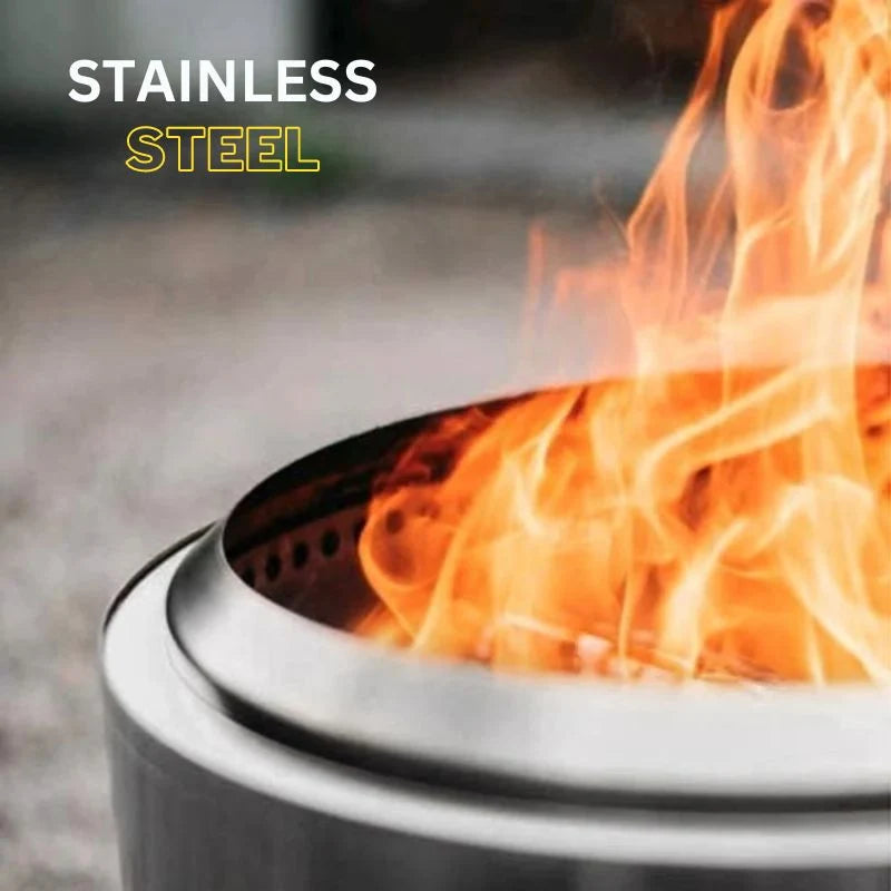 Fire Pit Stainless Steel Double-Wall Airflow Removable Ash Tray