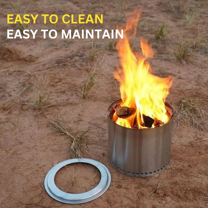 Fire Pit Stainless Steel Double-Wall Airflow Removable Ash Tray