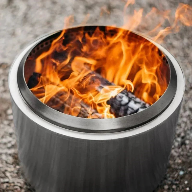 Fire Pit Stainless Steel Double-Wall Airflow Removable Ash Tray