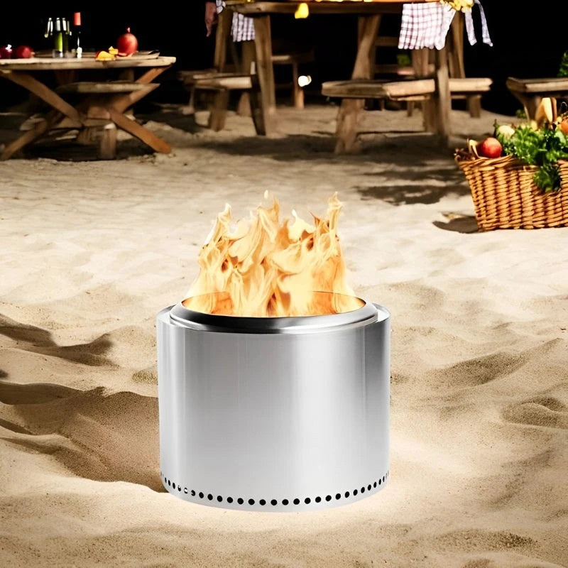 Fire Pit Stainless Steel Double-Wall Airflow Removable Ash Tray