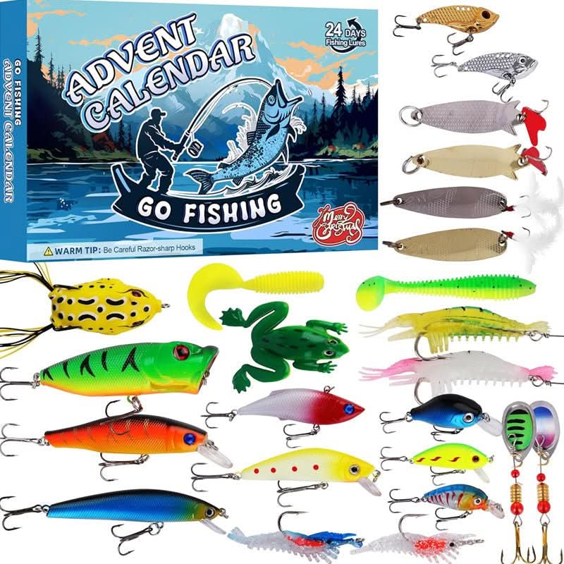 Fishing Tackle Advent Calendar 24-Day Countdown Lures & Hooks