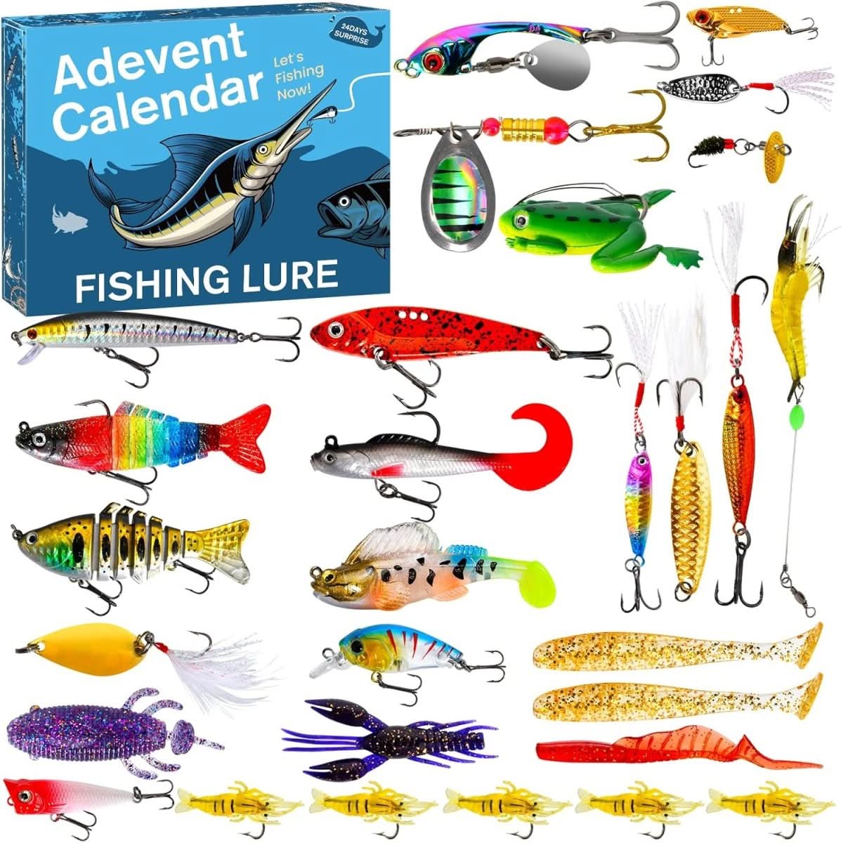Fishing Tackle Advent Calendar 24-Day Countdown Lures & Hooks