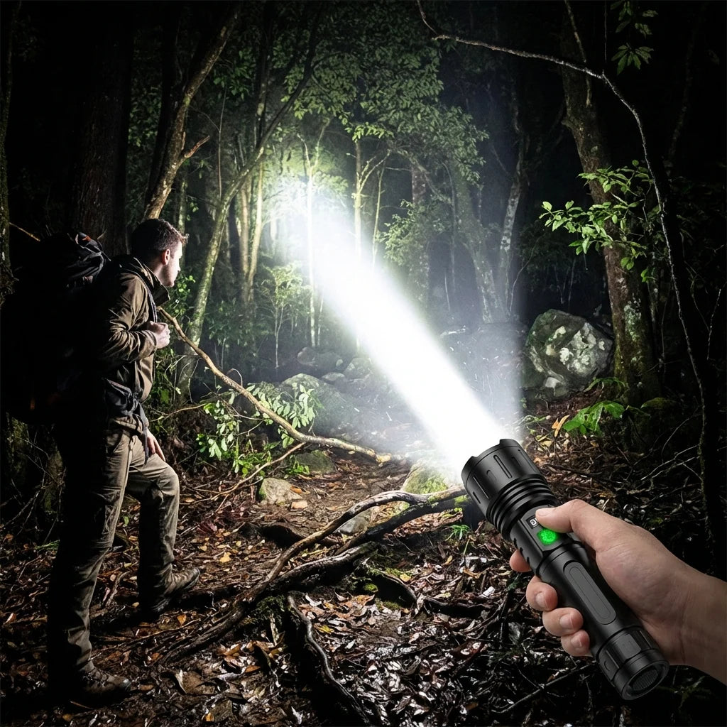Flashlight Adjustable Focus LCD Battery Display Power Bank