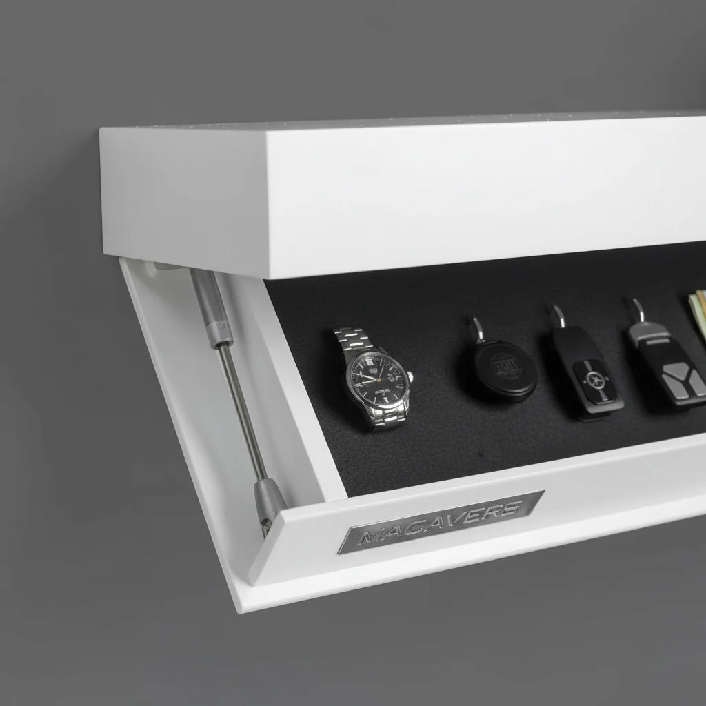 Floating Wall Shelf Solid Wood Concealed Storage Compartment