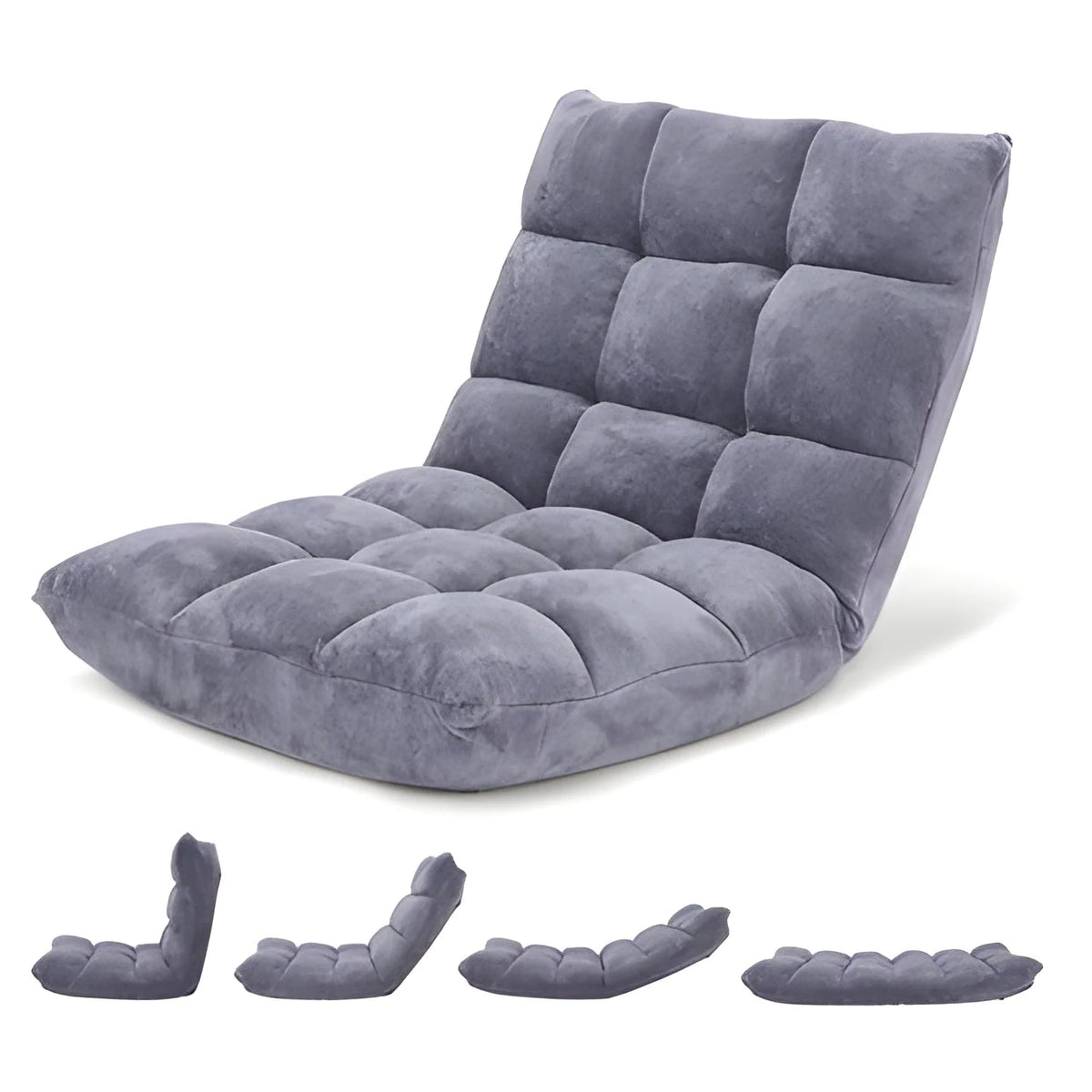 Floor Chair 14-Position Recline Foam-Padded Foldable