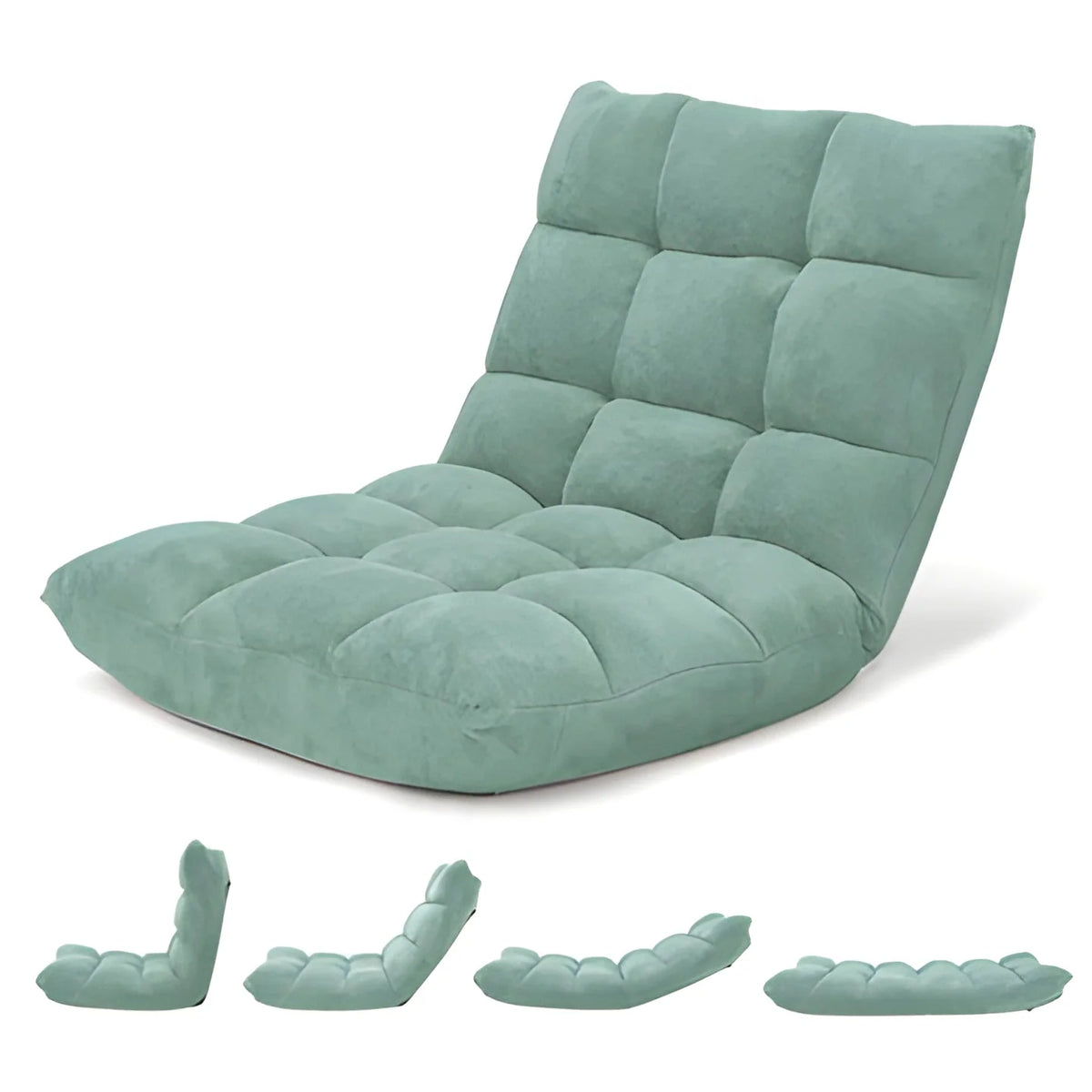 Floor Chair 14-Position Recline Foam-Padded Foldable