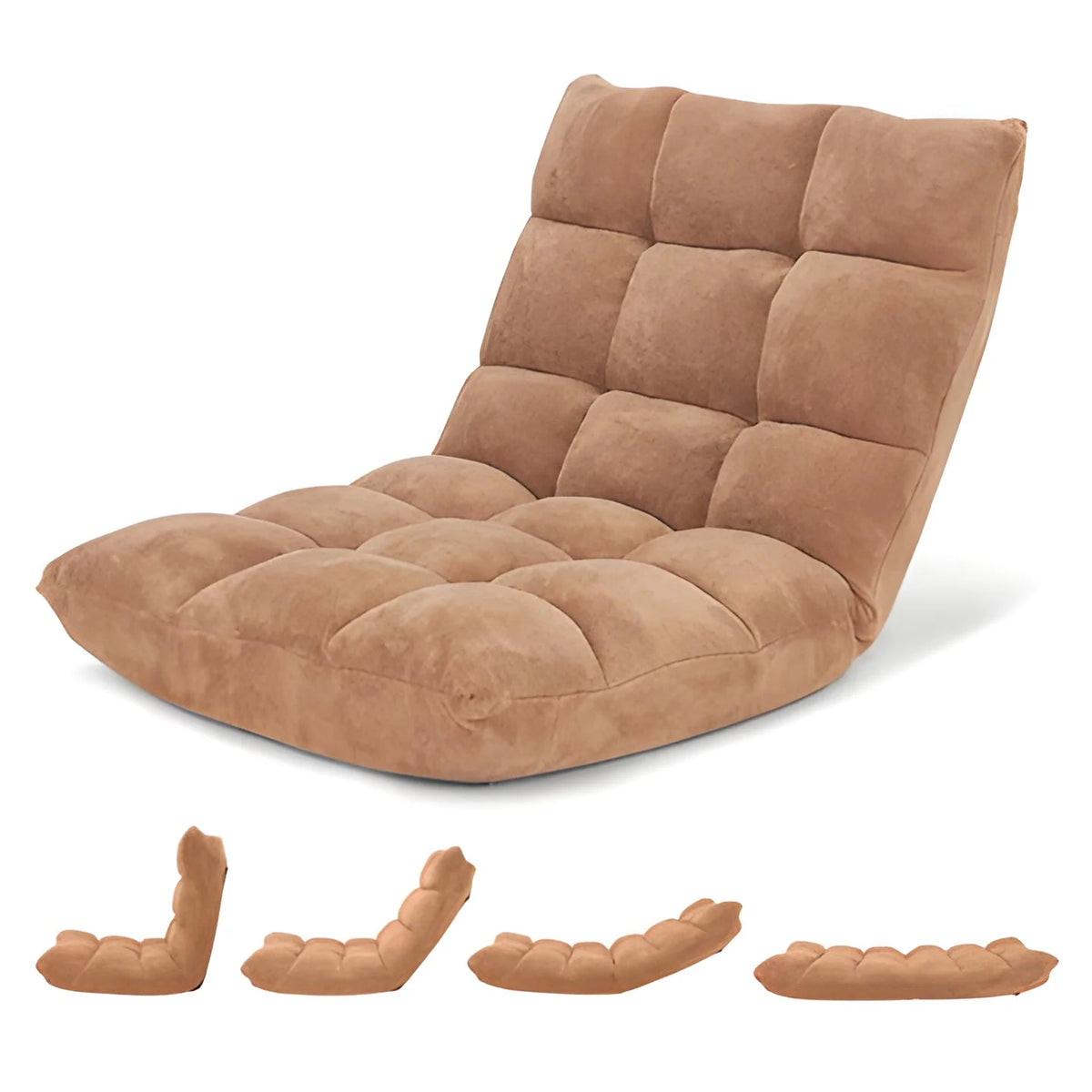Floor Chair 14-Position Recline Foam-Padded Foldable