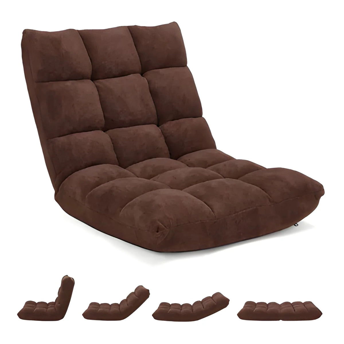 Floor Chair 14-Position Recline Foam-Padded Foldable