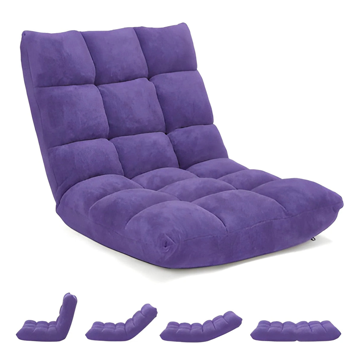 Floor Chair 14-Position Recline Foam-Padded Foldable