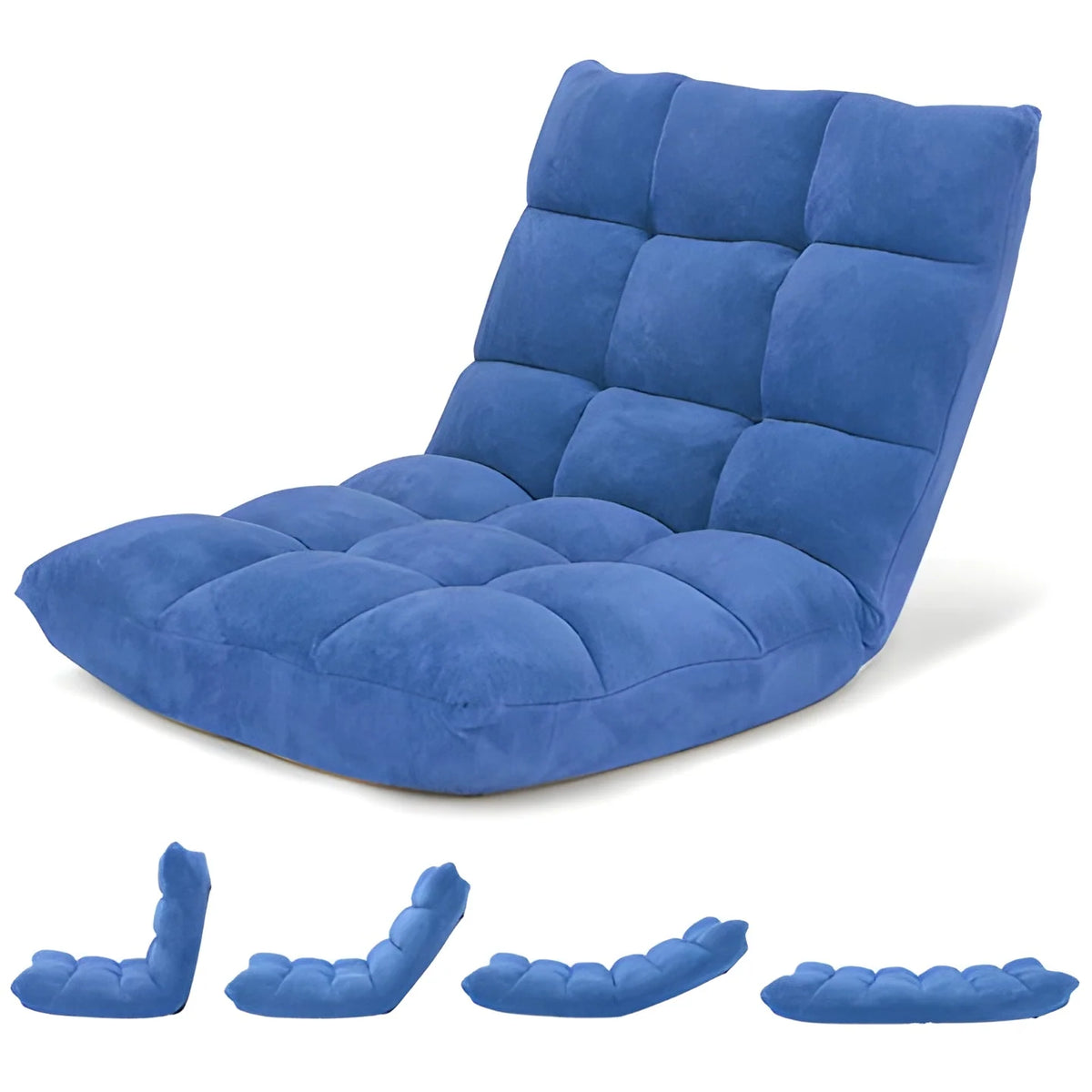 Floor Chair 14-Position Recline Foam-Padded Foldable