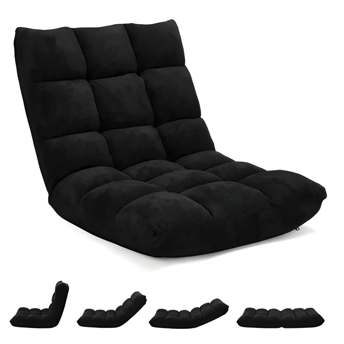 Floor Chair 14-Position Recline Foam-Padded Foldable