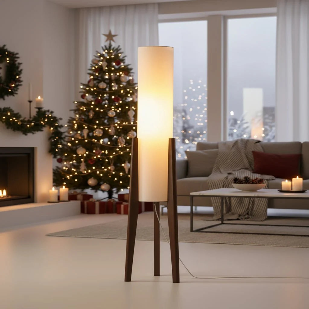 Floor Lamp Solid Walnut Wood Dimmable LED Touch Dimmer