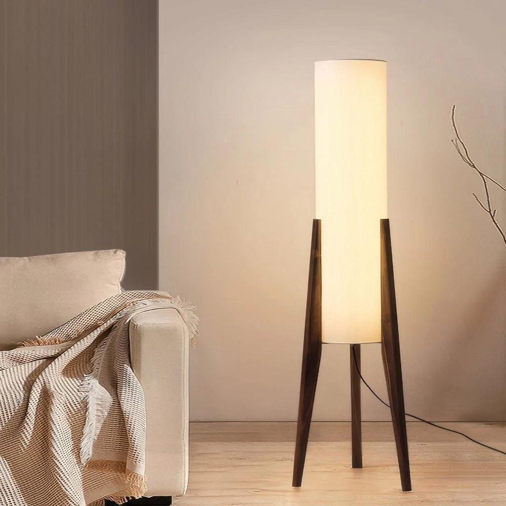 Floor Lamp Solid Walnut Wood Dimmable LED Touch Dimmer